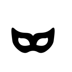 Carnival masks silhouettes. Black fill icons of masquerade mask for party, parade and carnival for Mardi Gras and Halloween. Fantasy ornate face masks symbol elements on transparent background.