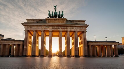 Obraz premium Berlin at Sunset: A Serene View of the Brandenburg Gate