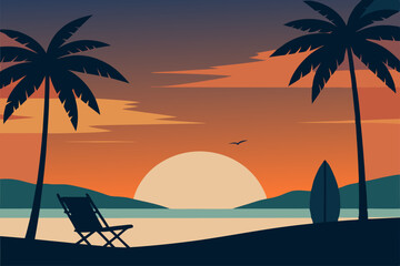 Silhouette of beach chairs vector