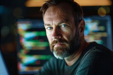 Obraz premium Portrait of a middle aged male software engineer