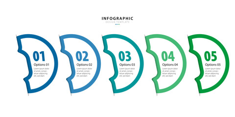 Business infographic template. 5 Step timeline journey. Process diagram, 5 options on white background, Infograph elements vector illustration.