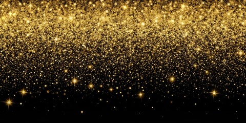 Elegant and celebratory background featuring gold glitter on a black backdrop , celebration, party, festive, luxury