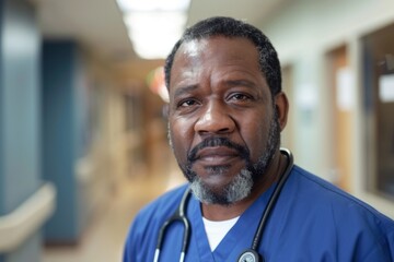 Naklejka premium Portrait of a middle aged male registered nurse