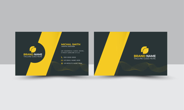 Stylish and Professional Business Card Design with a Matte Finish, Featuring a Yellow and Gray Color Scheme, Editable Layout, and Creative Elements for a Modern and Eye-Catching Brand Identity.