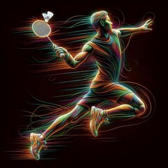 Dynamic Neon Athlete Serve
