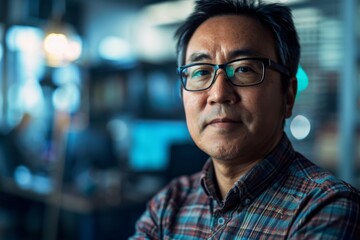 Obraz premium Portrait of a middle aged male software engineer