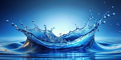 Blue background with splashing water droplets dancing like waves, Blue, background, water, droplets, dancing, waves