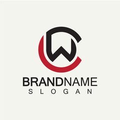 Alphabet Letters CW or WC logo design template