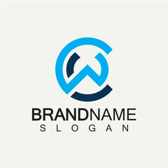 Alphabet Letters CW or WC logo design template