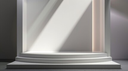 Minimalist White Podium with Shadow for Product Display