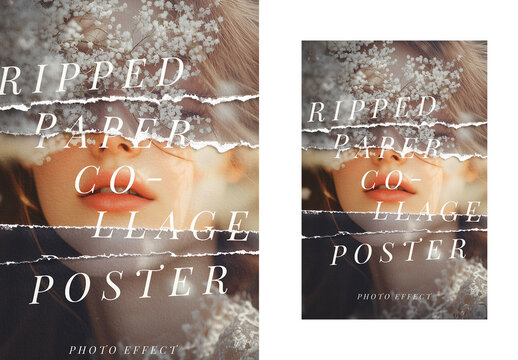 Ripped Paper Collage Poster Mockup