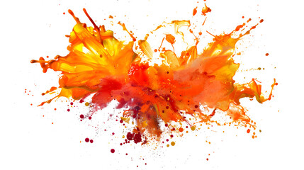 paint explosion, warm colors, isolated in white