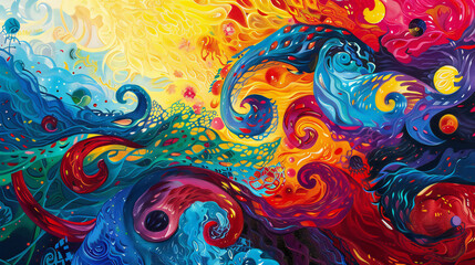 Abstract Colorful Vibrant Blue Red Yellow Background