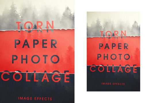 Torn Paper Photo Collage Mockup