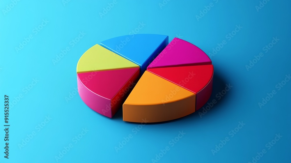 Fototapete A colorful pie chart with 3D effects, providing a visually appealing representation of statistical data.