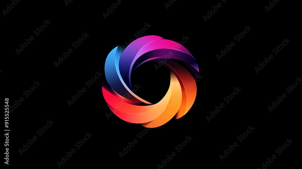 Fototapete design a unique logo with dynamic color transitions against a black backdrop.