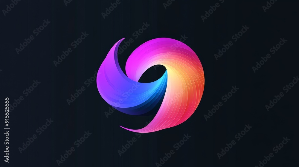 Fototapete design a unique logo with dynamic color transitions against a black backdrop.