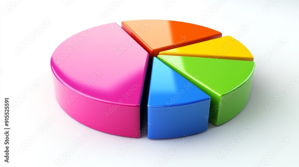 Fototapete A colorful pie chart with 3D effects, providing a visually appealing representation of statistical data.