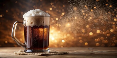 Vintage soda fountain background with a stein of root beer, foamy bubbles, and a vintage straw , soda fountain, root beer