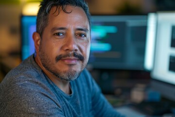Obraz premium Portrait of a middle aged male software engineer