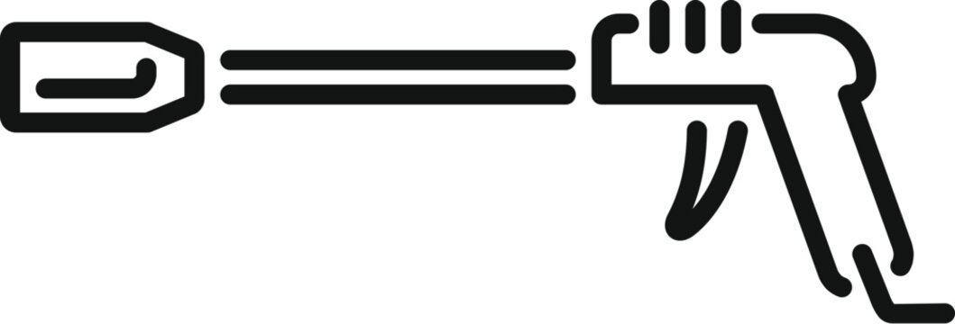 recommend clip art: Simple outline pictogram of glue gun applying adhesive for repair, crafting, and diy projects