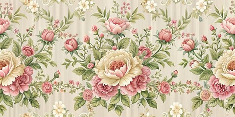 Seamless floral vintage pattern with delicate flowers and intricate details, floral, vintage, seamless, pattern, delicate