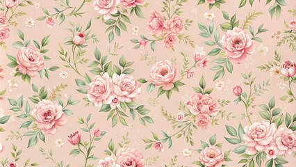 Soft, whimsical pastel pink pattern adorns a delicate blush background, evoking a sense of femininity, innocence, and vintage charm in this elegant and understated design.