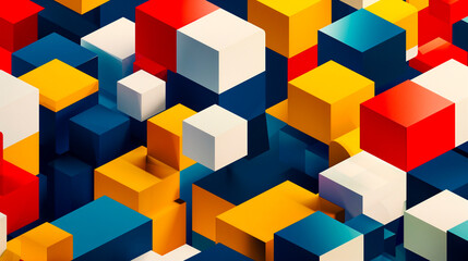 Obraz premium Vibrant 3D Cubes in Primary Colors with Geometric Design