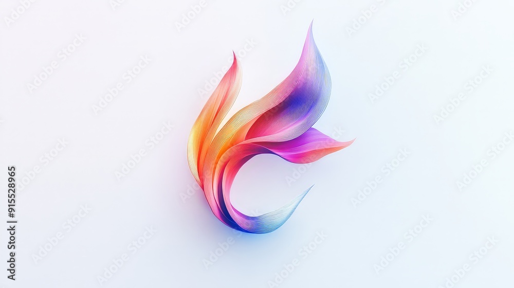 Fototapete develop a beautiful logo with fluid color changes on a white canvas, showcasing modern sophisticatio