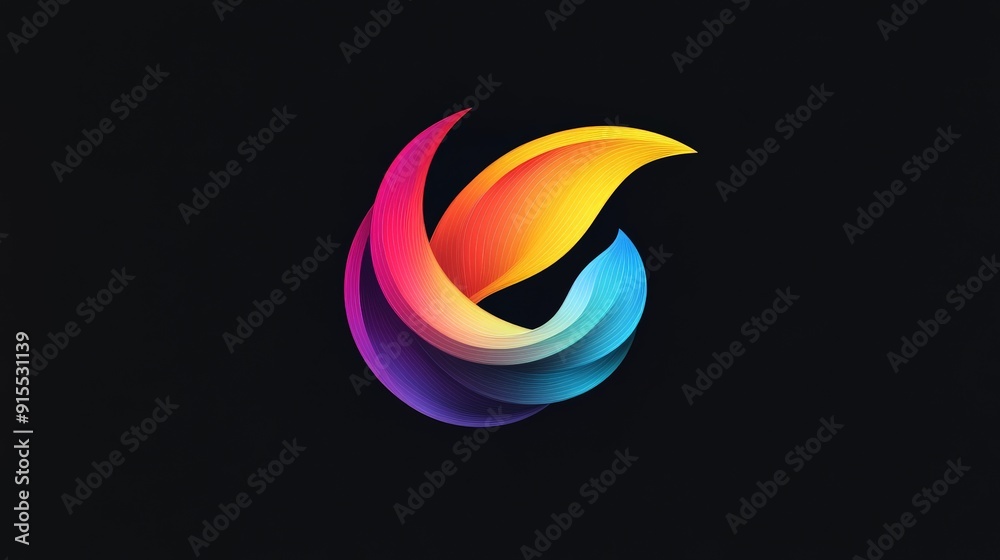 Fototapete develop a sophisticated color-changing logo against a black canvas. use vibrant gradients and innova