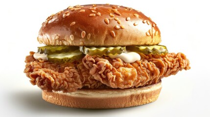 Crispy chicken sandwich with pickles and mayo