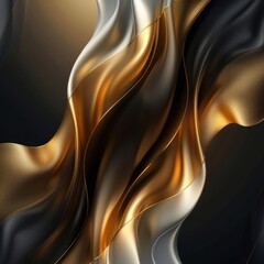 Futuristic golden wave design with a smooth, glossy appearance.