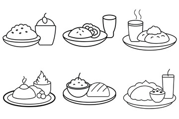 Meal Line Art Vector Illustration