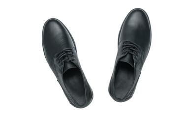 Black Leather Formal Shoes - Top View, Isolated Pair for Elegant Office and Casual Wear