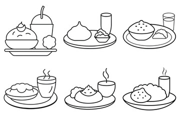 Meal Line Art Vector Illustration