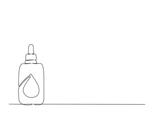 Continuous one line drawing of serum bottle skin care. serum bottle single line vector illustration.