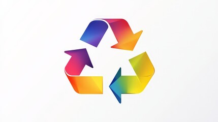 Develop a stylish and vibrant recycle logo with alternating colors on a white backdrop,