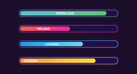 Colorful Loading Bar Set. Modern Web Element Collection