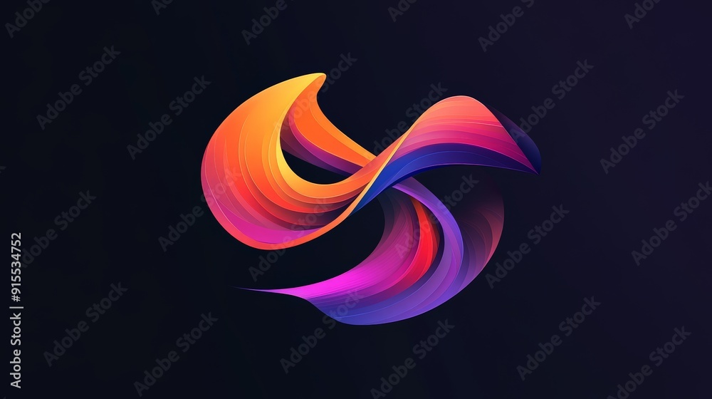 Fototapete develop a visually stunning logo with fluid color transitions on a black background. highlight moder