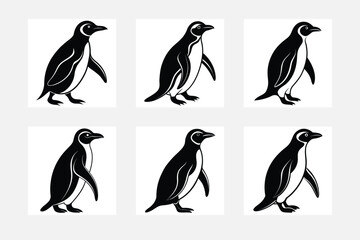 Obraz premium Stylish penguin silhouette minimal artwork set on white background for interiors 