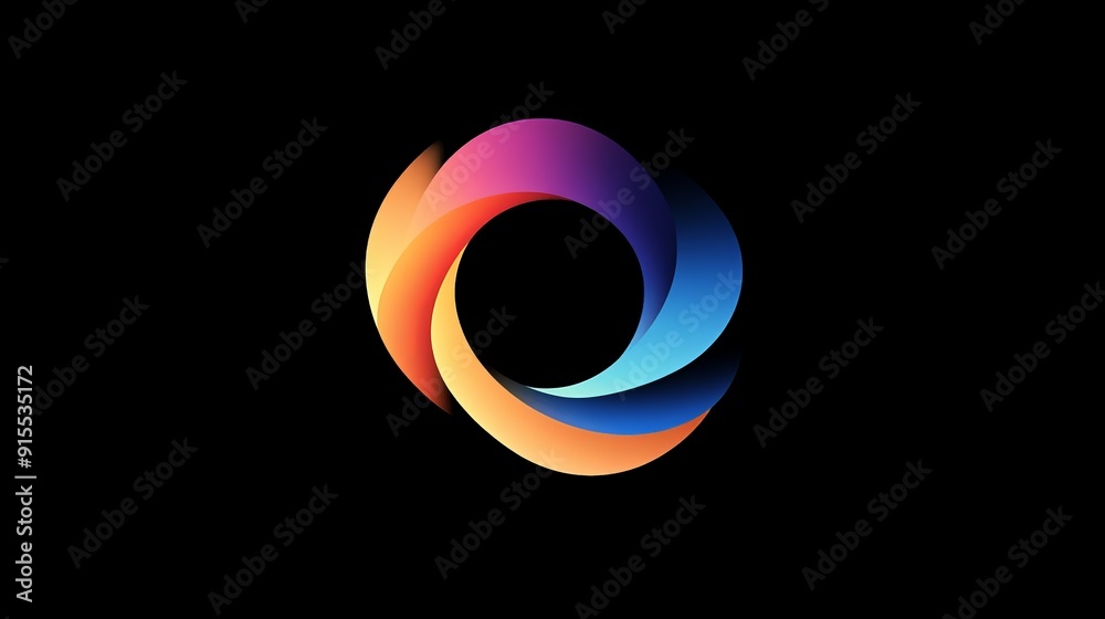 Fototapete Develop an elegant color-changing logo on a black backdrop. Incorporate smooth color shifts and innovative shapes for a sophisticated and modern design.