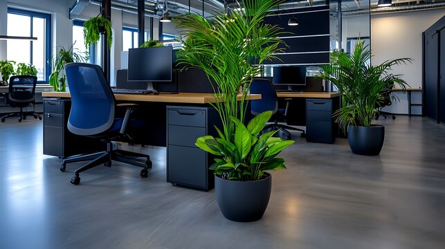  Lush green plants in stylish pots adorn a modern living room, adding a touch of nature to the minim