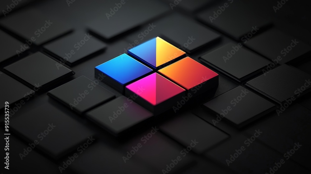 Fototapete develop an eye-catching color-changing logo on a black backdrop. emphasize dynamic transitions and s