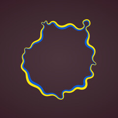 Obraz premium Outline map of Gran Canaria marked with ribbon in colors from the flag.