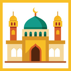 Mosque Isolated Silhouette Vector Illustration