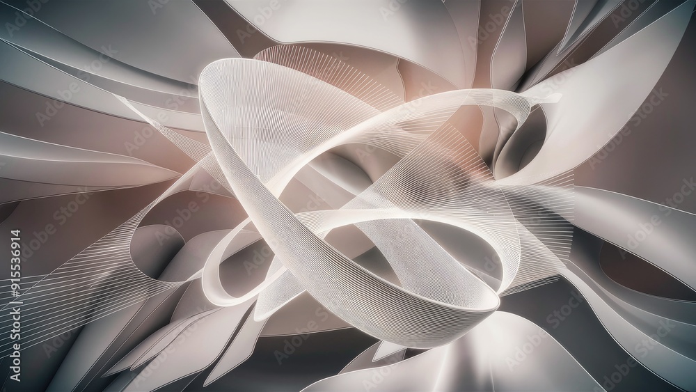 Poster abstract white light background featuring dynamic geometric line patterns soft gradient of white and