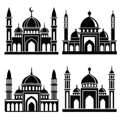 Mosque Isolated Silhouette Vector Illustration