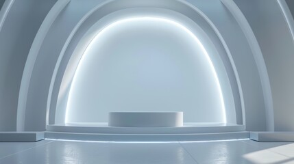 Minimalist Futuristic Architecture with Podium