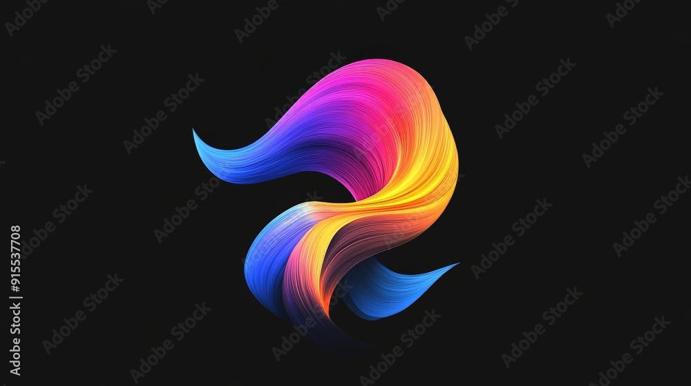 Fototapete imagine a color-changing logo with fluid gradients on a black backdrop