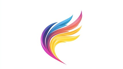 Obraz premium Imagine a logo that dynamically changes colors on a pristine white background, featuring sleek design and contemporary style